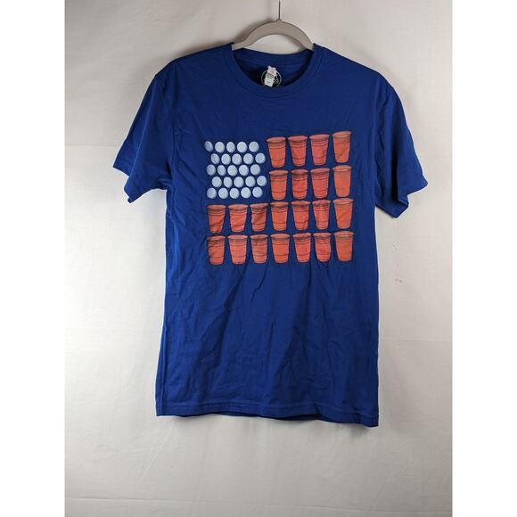 Beer Pong Graphic Tee Shirt Small Blue Red Solo Cup Lost‎ Gods Unisex Crew Neck - Picture 6 of 7